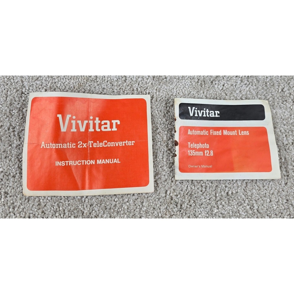 Vintage Vivitar‎ Instruction Manuals Orange Telephoto Lens & TeleConverter